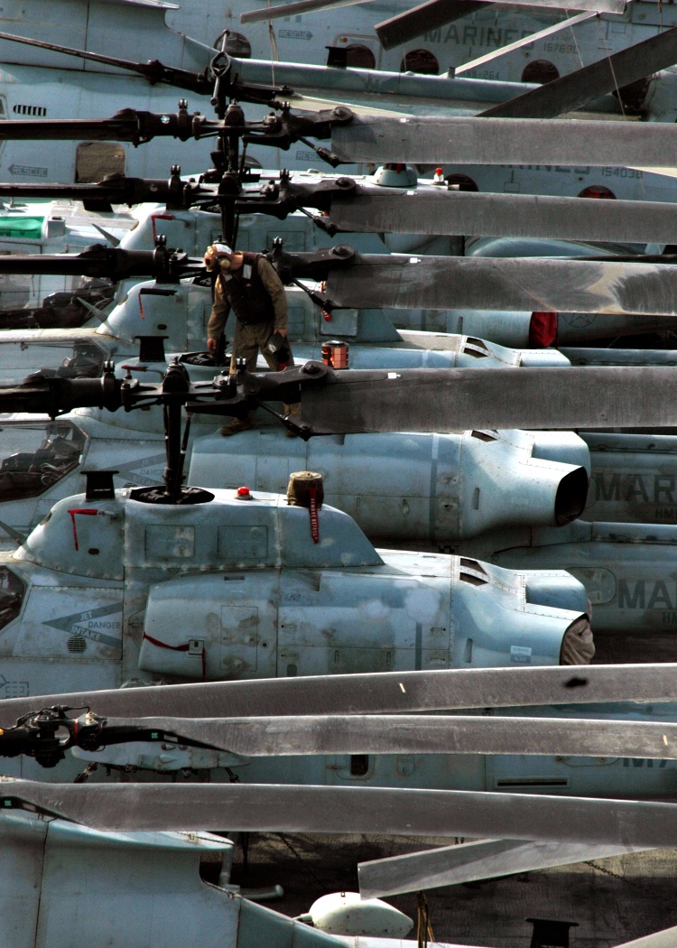 Image: A row of AH-1W Super Cobras