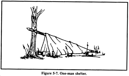 Drawing: One-man shelter.